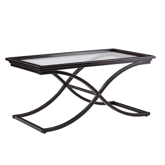 Vogue Cocktail Table - Black - Transitional Design, Black Glass and Wood - Ideal for Living Room, Family Room (CK9940)