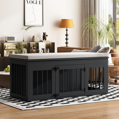 47.2" Large Dog Crate Furniture for Small Medium Dogs, Black