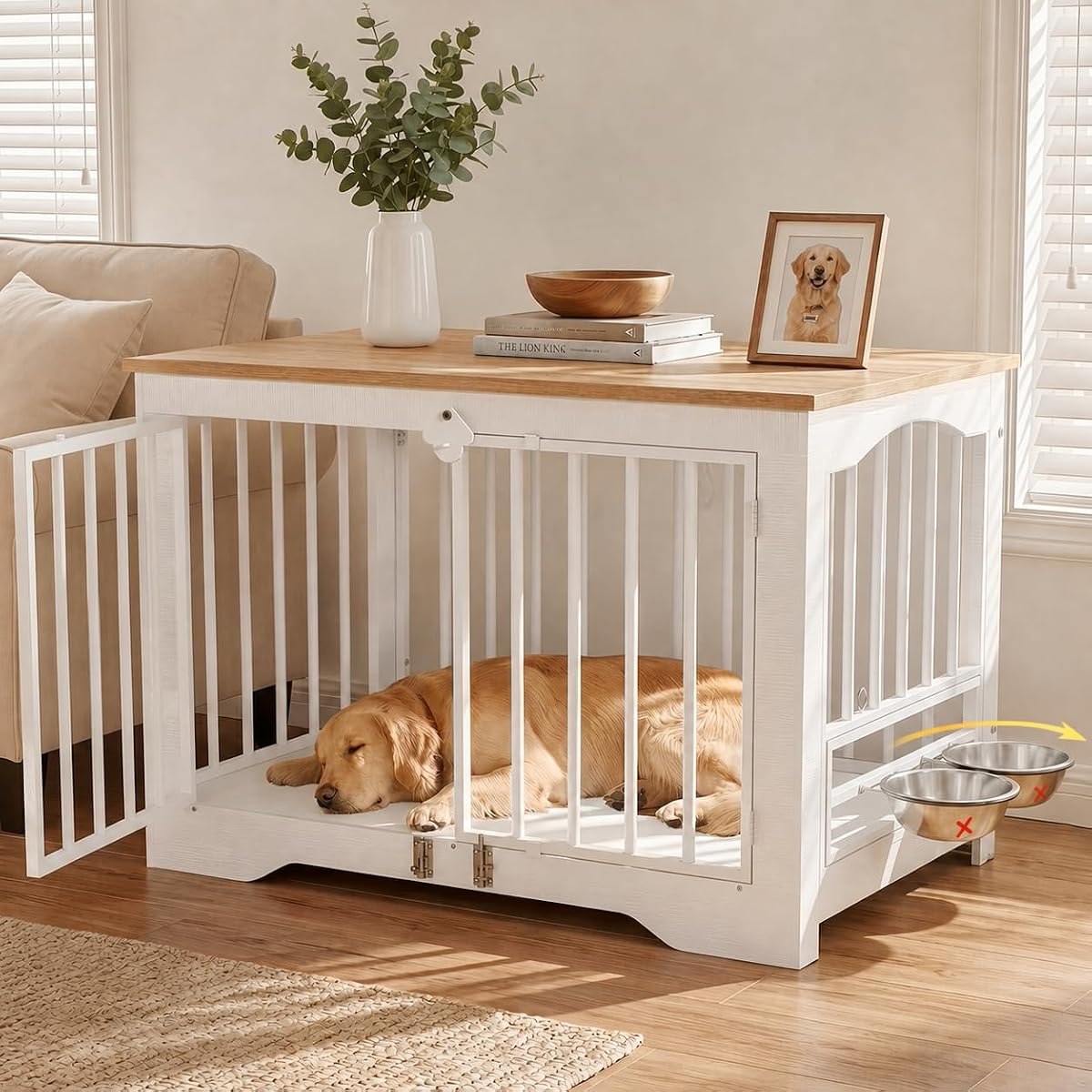 Dog Crate Furniture 38in, Wooden Indoor Pet Kennel End Table