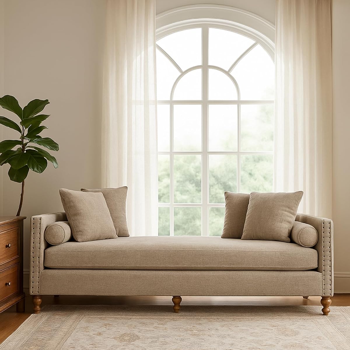 75.2" Oversized Chaise Lounge, Chenille End of Bed Bench with Tufted Arms