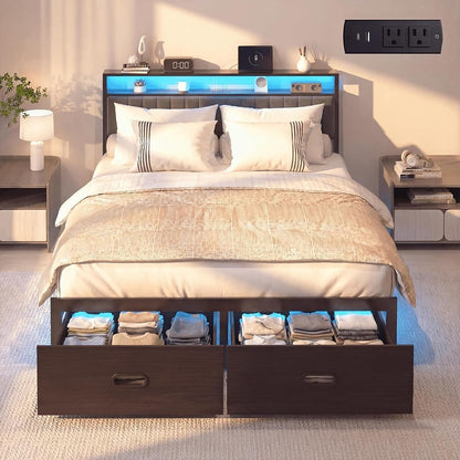 Full Bed Frame with 2 Drawers