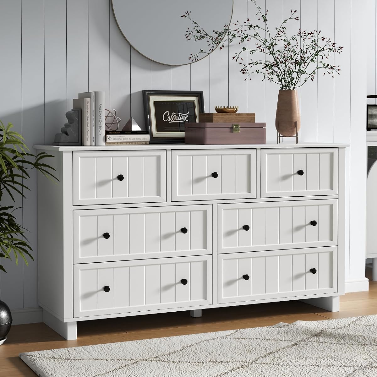 Farmhouse 10 Drawers Dresser for Bedroom, White Dresser Chest of Drawers