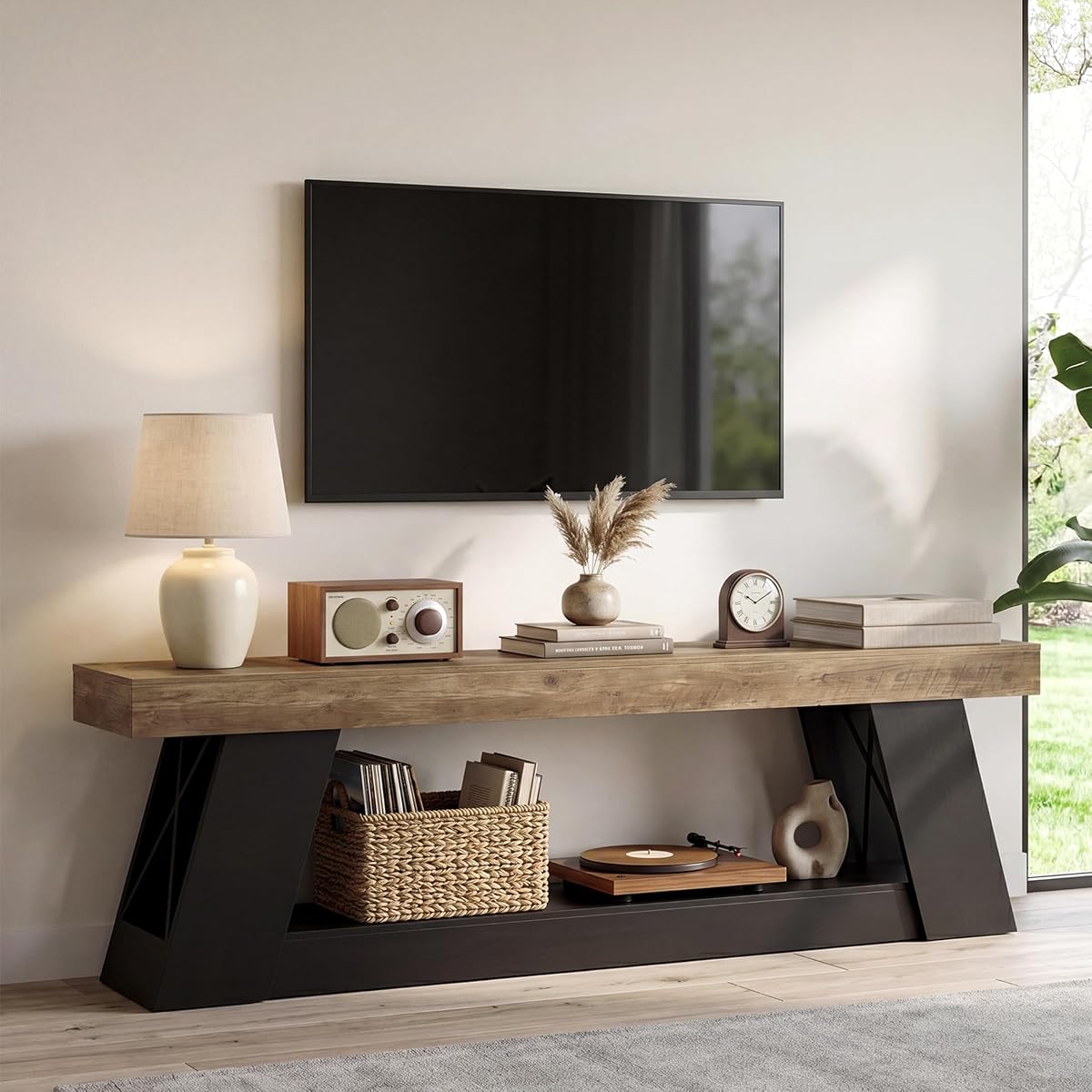 TV Stand for TVs up to 80 Inches, Entertainment Center with Open Storage