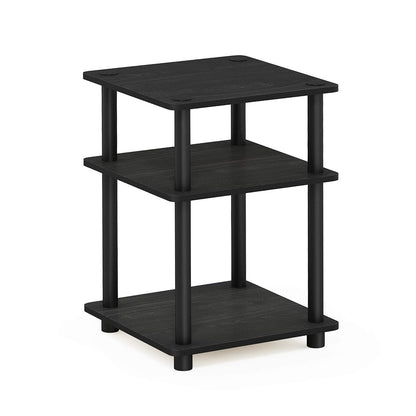 TURN-N-TUBE Side Table, 3-Tier Square Modern End Table, Open Shelves Nightstand, Night Stand, Bedside Table, Easy Assembly, for Living Room, Bedroom, Blackwood | Easy Assembly