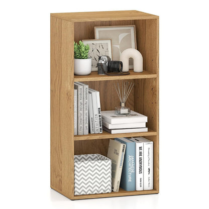 3 Shelf Bookcase, Modern Bookshelf Cube Storage Organizer, Open Storage Cabinet Multi-Functional Home Office Bedroom Furniture Display Bookcases, Natural