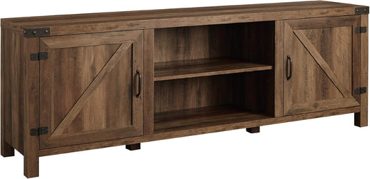Georgetown Modern Farmhouse Double Barn Door TV Stand for Tvs up to 80 Inches, 70 Inch, Rustic Oak, without Fireplace, 15.75 X 70 X 24 Inches