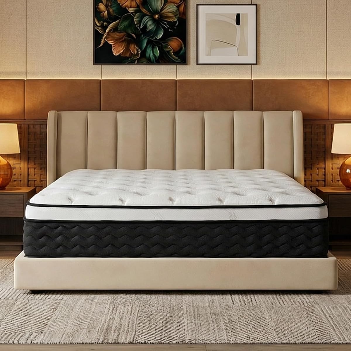 Queen Mattress 12 Inch, Medium Firm Hybrid Queen Size Mattress in a Box
