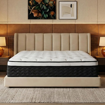 Queen Mattress 12 Inch, Medium Firm Hybrid Queen Size Mattress in a Box