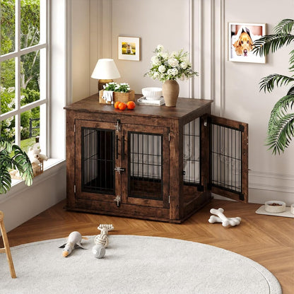 Farmhouse Dog Crate Furniture End Table 31.5" l x 23.6" w x 26" h