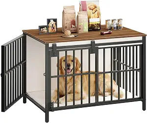 Dog Crate Furniture with Sliding Barn Door, view 2
