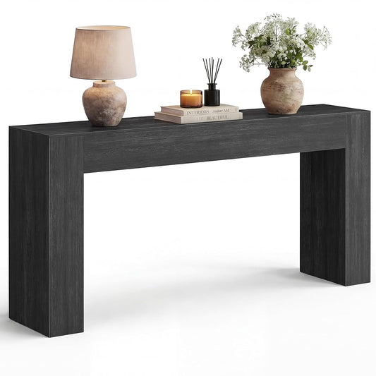 VASAGLE Entryway Table, Thick Tabletop Console Table, Farmhouse | Long Console Table, for Hallway, Behind the Couch, Charcoal Gray, ULNT147BA01S