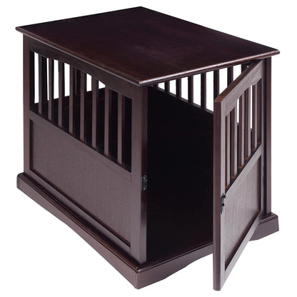 Wooden Medium Pet Crate, End Table, Espresso