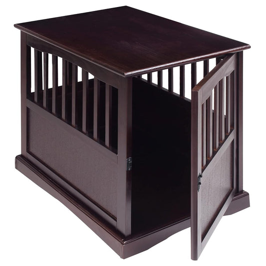 Wooden Medium Pet Crate, End Table, Espresso
