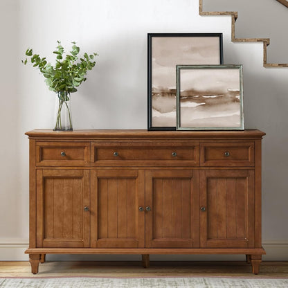 58" Sideboard Buffet Cabinet with Storage & Drawers, Acorn