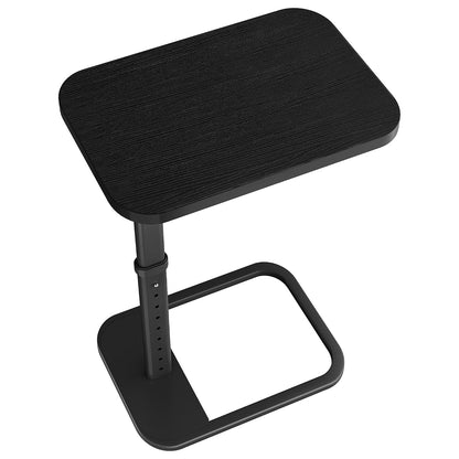 TV Tray Table, Adjustable Height & Rounded Metal Corners, Snack Table for Couch, Sofa, Bed, Chair, Living Room, C Shaped End Side Table for Eating, Dinner or Laptop, Small Spaces, Black