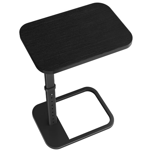 TV Tray Table, Adjustable Height & Rounded Metal Corners, Snack Table for Couch, Sofa, Bed, Chair, Living Room, C Shaped End Side Table for Eating, Dinner or Laptop, Small Spaces, Black