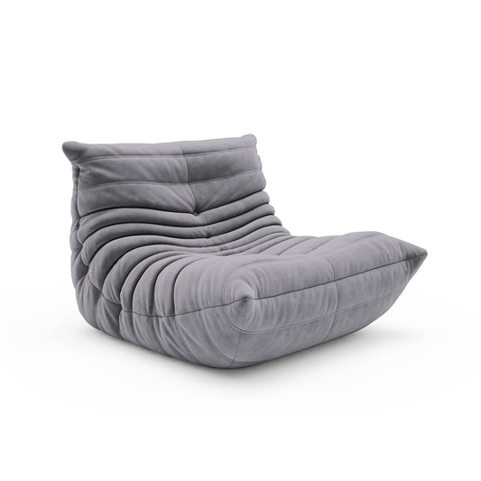 Fireside Lounge Chair, Soft Suede Grey Bean Bag Couch for Living Room, Office