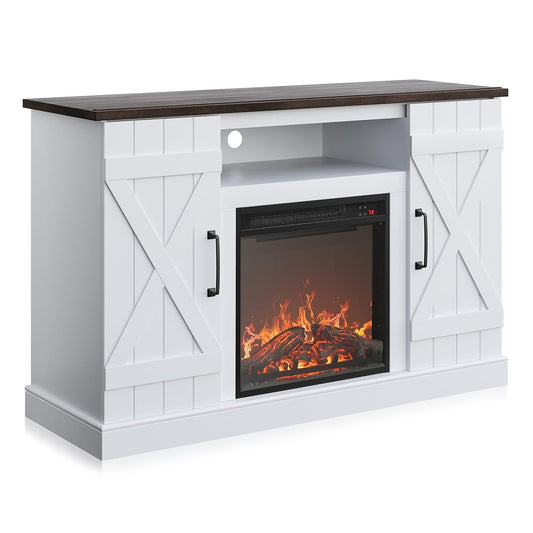 47" TV Stand with 18" Electric Fireplace Heater & Media Entertainment Center