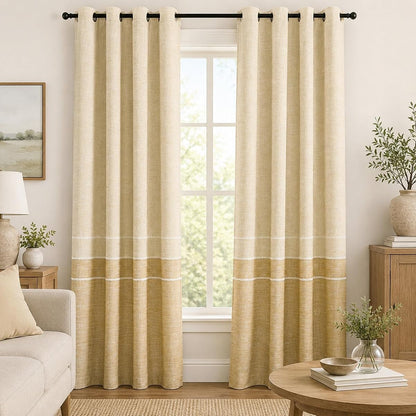Champagne Chenille Curtains for Living Room, 52 x 84, 2 Panels