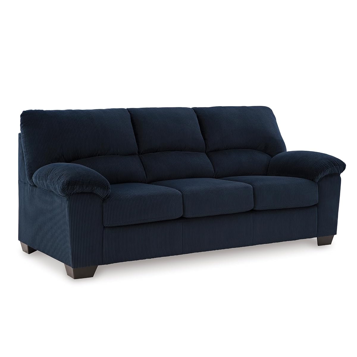 Signature Design by Ashley SimpleJoy Sofa, 83" Navy Blue Contemporary 3-Seater Couch, Soft Polyester Corduroy Fabric with Anti-Sag Platform Foundation, Living Room Furniture