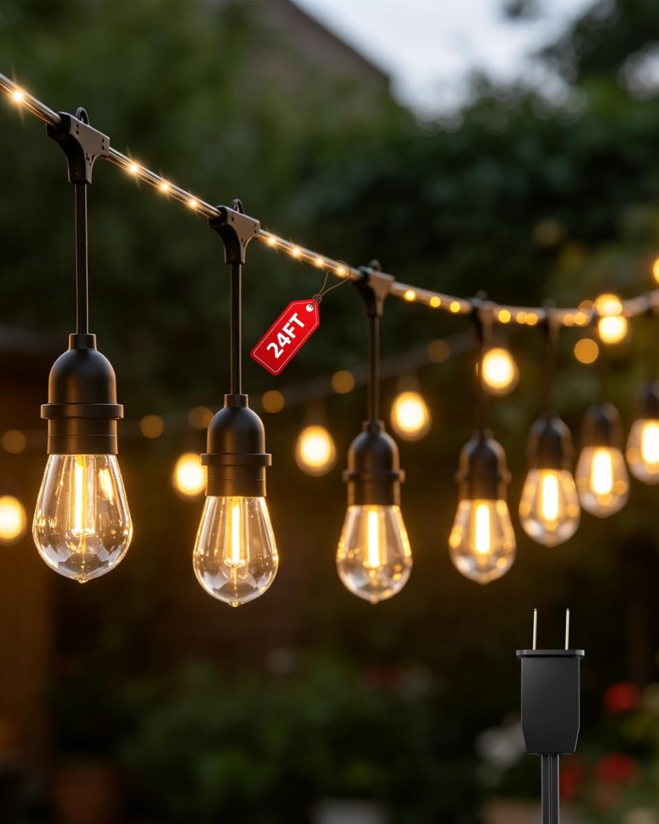 Outdoor String Lights With Lighted Tubing 24 ft