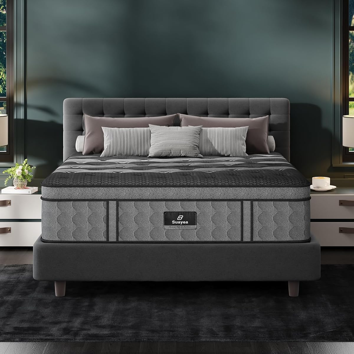 King Size Mattress 16 Inch, Upgraded Luxury Hybrid King Mattress in a Box