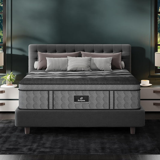 King Size Mattress 16 Inch, Upgraded Luxury Hybrid King Mattress in a Box
