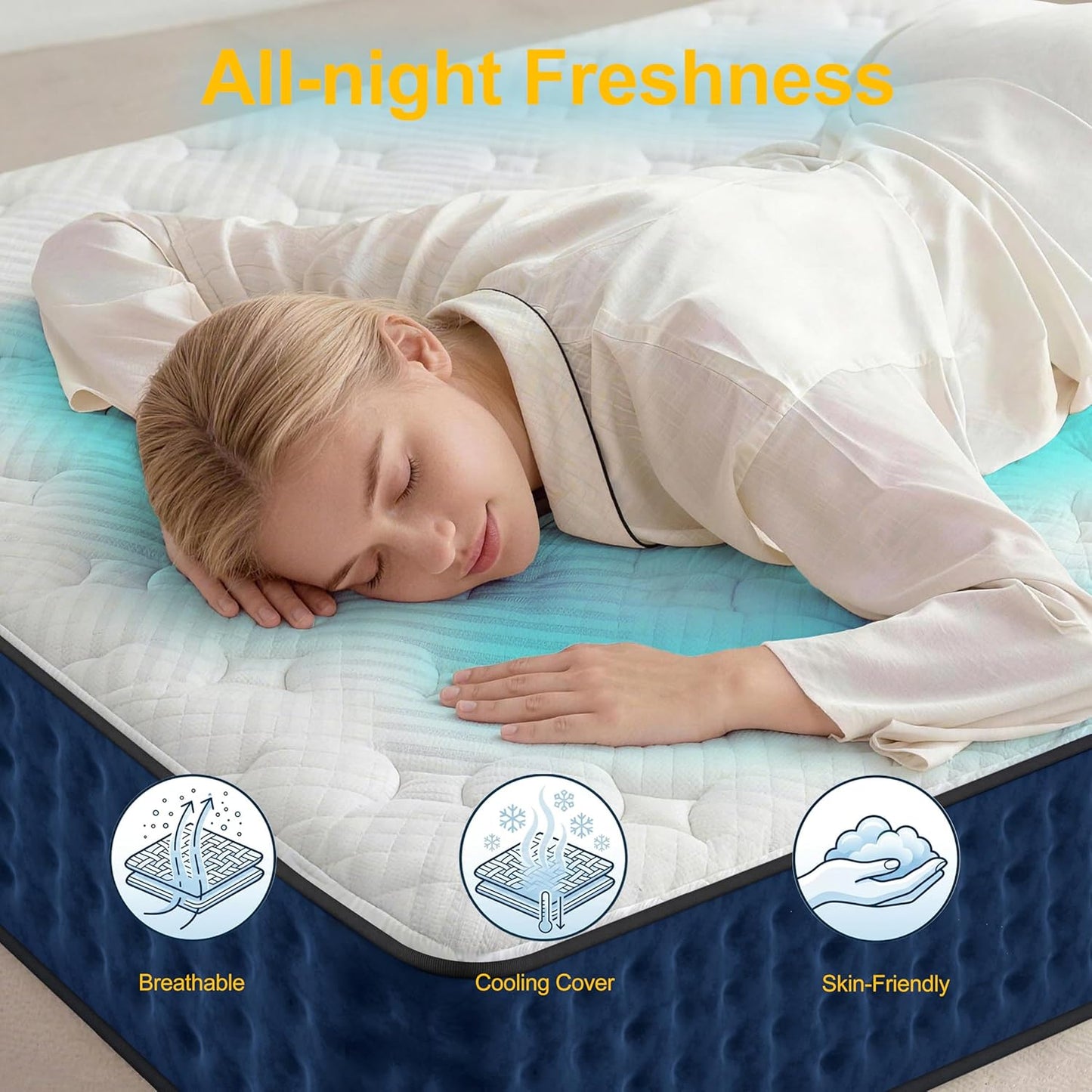 14 Inch King Size Mattress Hybrid Mattress Gel Memory Foam Individual Pocket Springs King Mattress Pressure Relief Motion Isolation Medium Firm Certipur US Certified Fiberglass Free