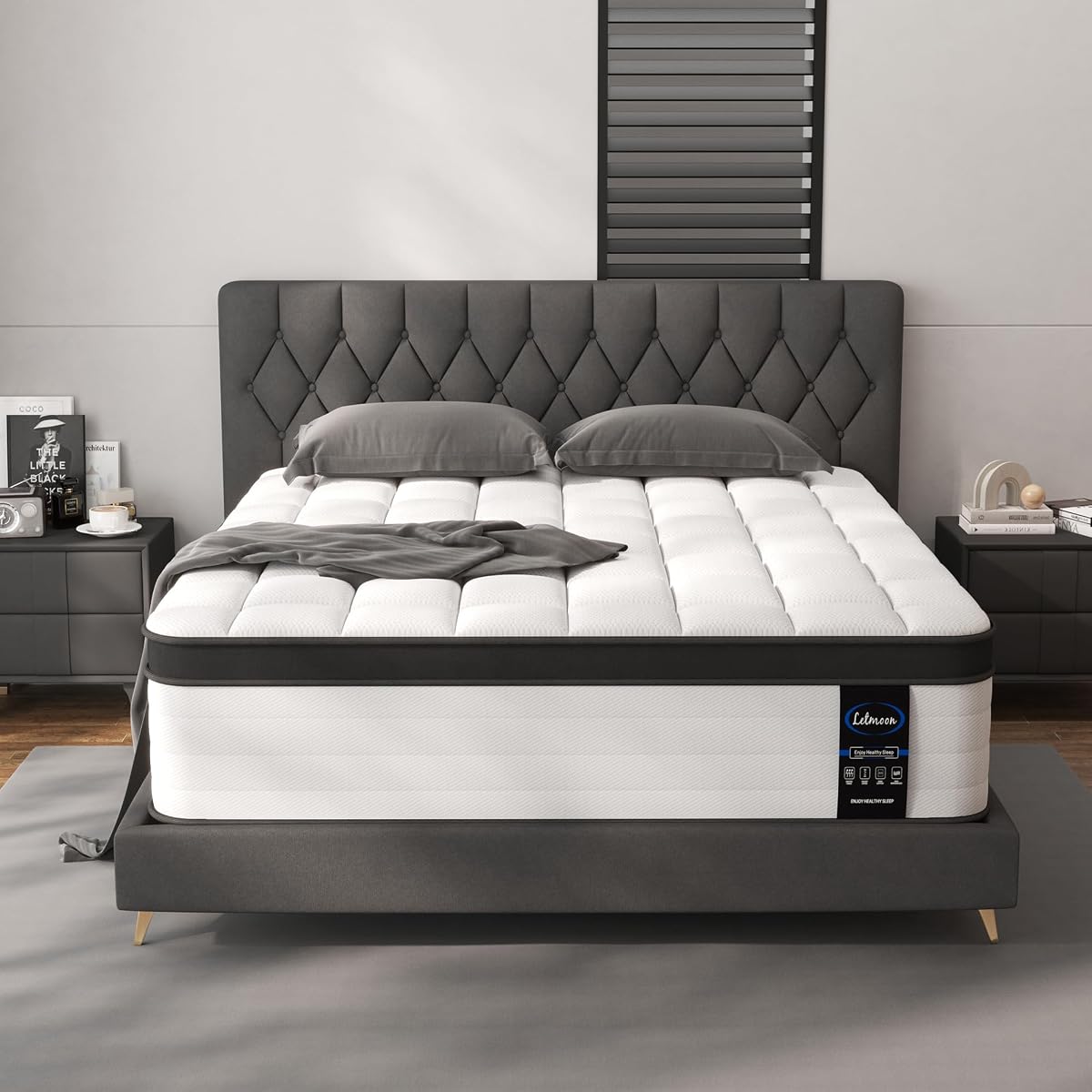 14 Inch Queen Mattress, Medium Firm Hybrid Pocket Spring Bed