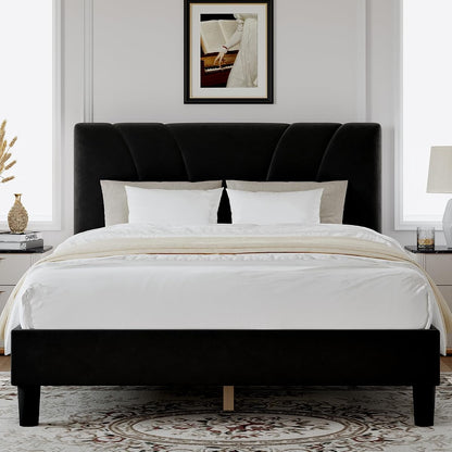 Queen Bed Frame, Queen Size Bed Frame with Wooden Slats Support