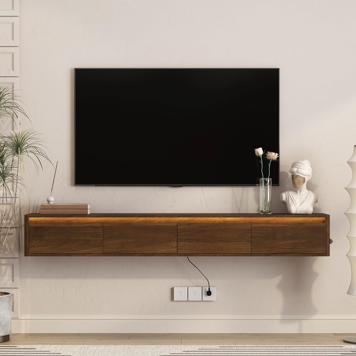 Floating TV Stand Wall Mounted with Led Lights