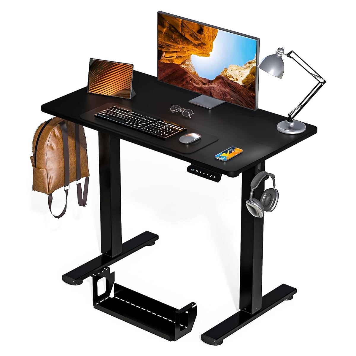 Standing Desk Height Adjustable Small Electric Stand Up Desks [35 x 20 Inch] - Ergonomic Sit Stand Desk Rising Desks for Home Office Computer Desk Stand Desk Workstation
