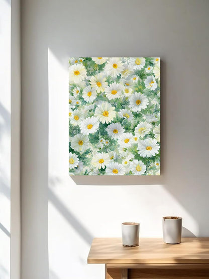 NuYeBiofx Spring Watercolor Daisy Flower Canvas Wall Art Prints,48"x32" Framed Picture Artwork Blossom Floral Oil Painting Art Printed Canvas Oil Painting for Living Room Bedroom Office,Ready to Hang