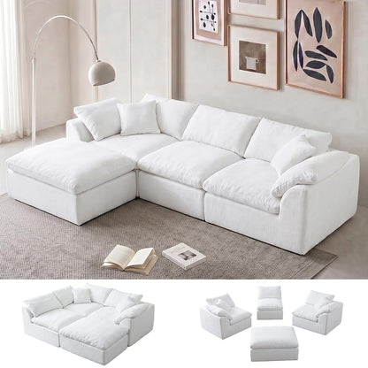 110" Boneless Cloud Couch Sectional for Living Room