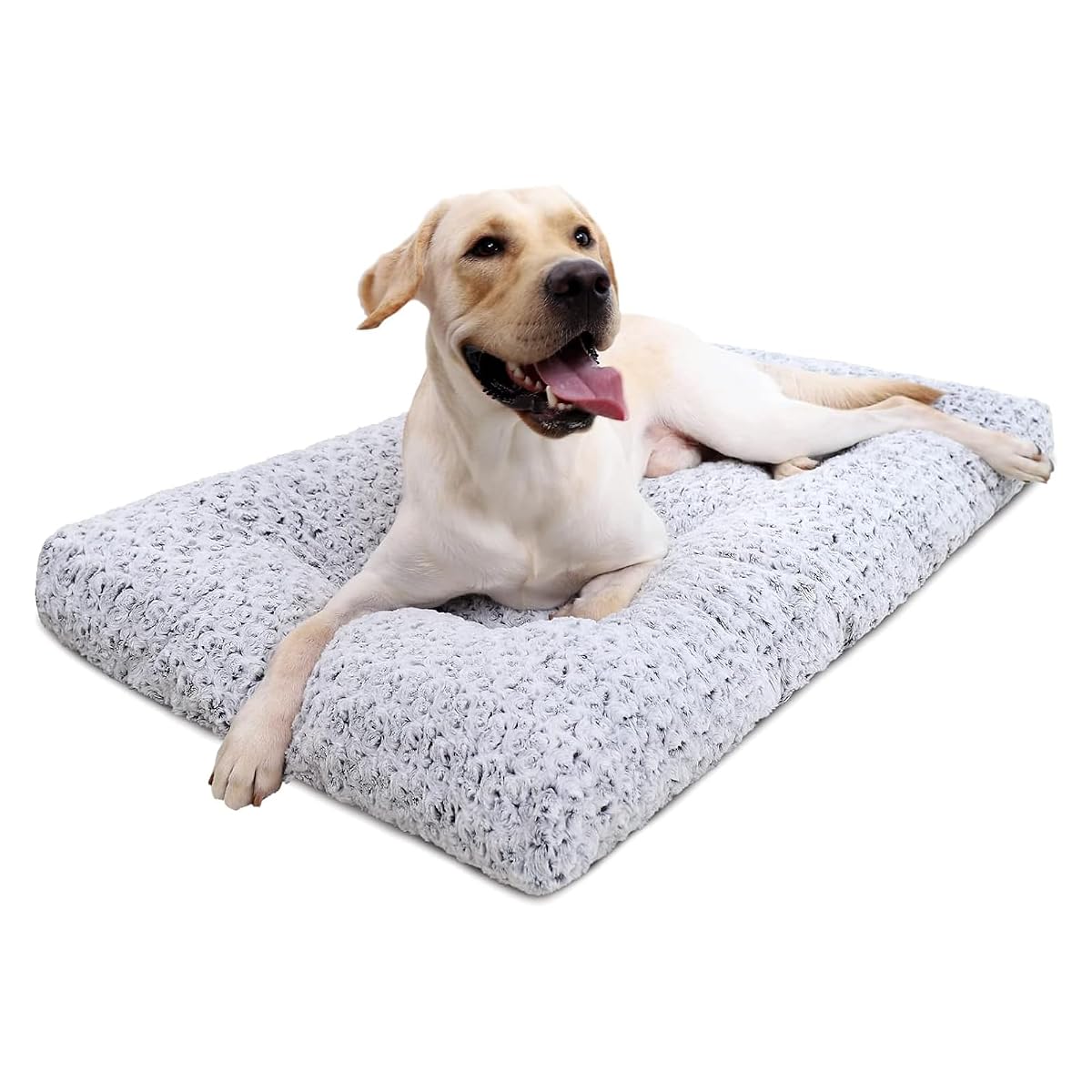 Washable Dog Bed Medium Size Dog Crate Bed Plush Pet Mat 35"x23" Gray