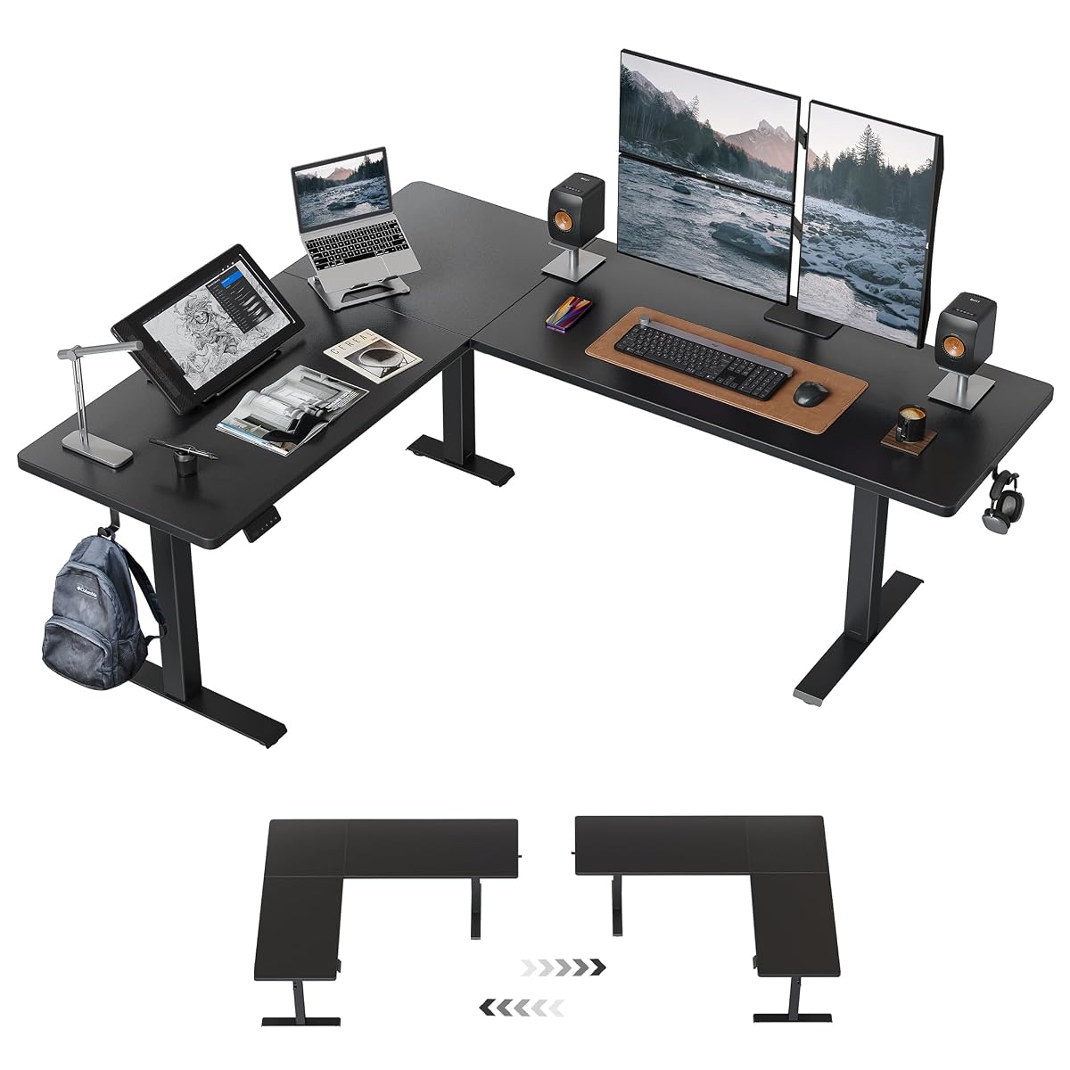 75“ x 63" L Shaped Standing Desk Adjustable Height, Electric Corner Desk