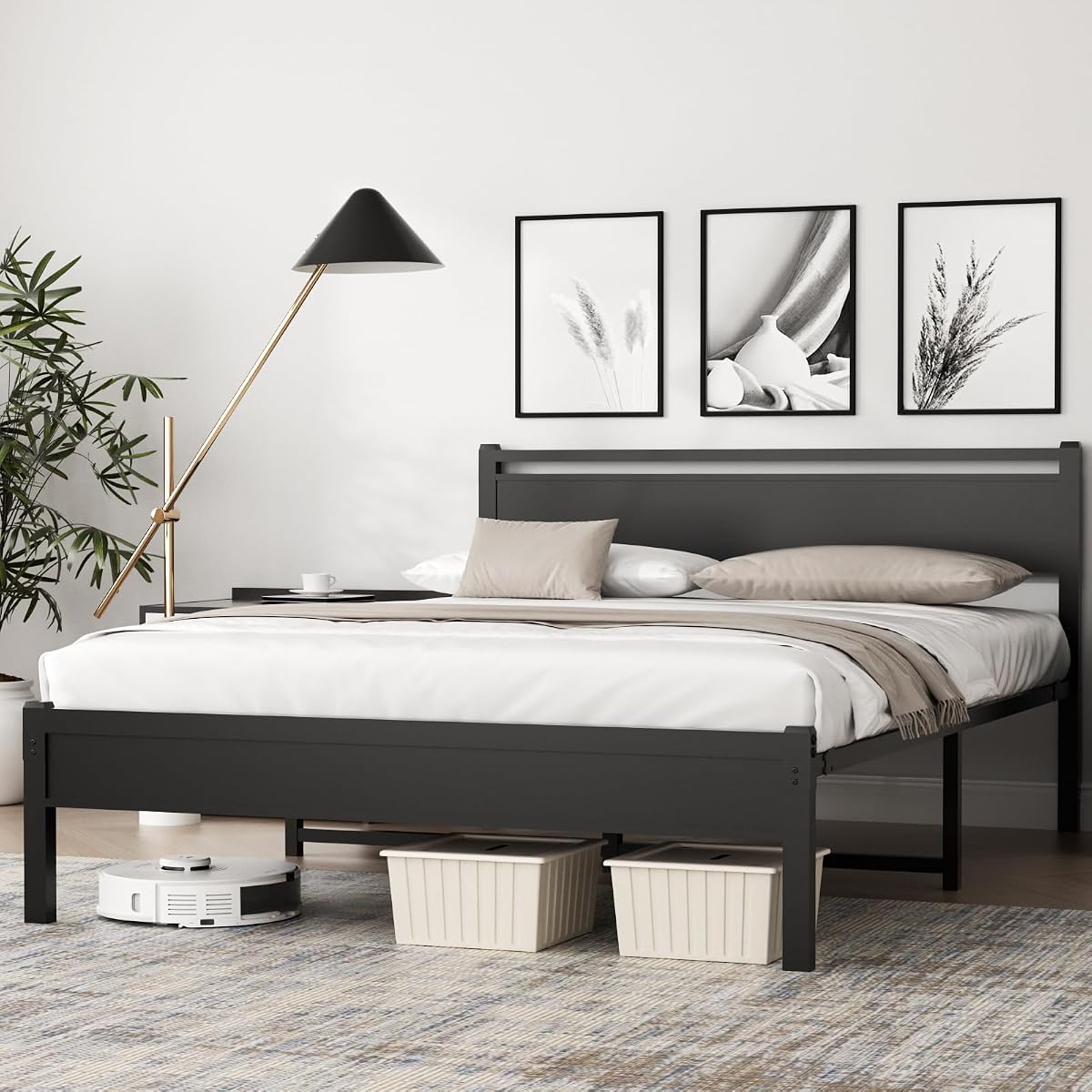 Easy Install 16 Inch Full Size Bed Frame with Headboard&Footboard