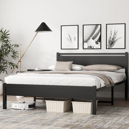 Easy Install 16 Inch Full Size Bed Frame with Headboard&Footboard