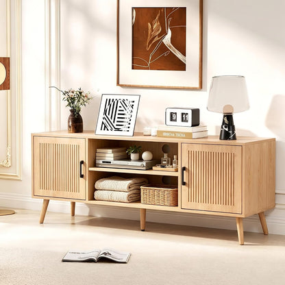 Modern Oak TV Stand with Storage