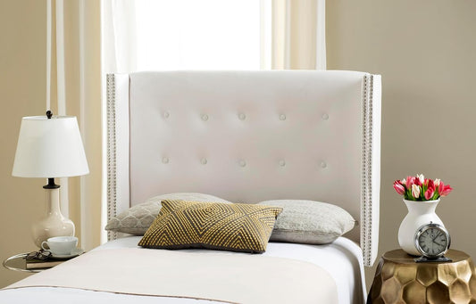 Safavieh Mercer Collection Keegan Velvet Tufted Winged Headboard, Full, White