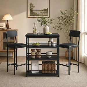 Farmhouse Counter Height Kitchen Table with 2 Bar Stools, view 2
