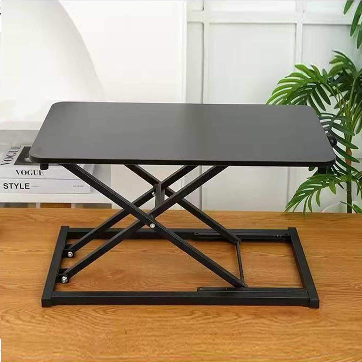 Standing Desk Converter Height Adjustable,Keyboard Riser for Stand up Desk Riser, Easy Lift Height Converter Computer Workstations Home Office Study Room Portable Small Table Black Size 23.6 Inch D