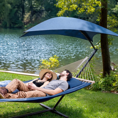 Hammocks for outside with Stand, Sunshade, Porch Hammock and Stand, 475 Lbs Capacity, Patent Pending, Navy