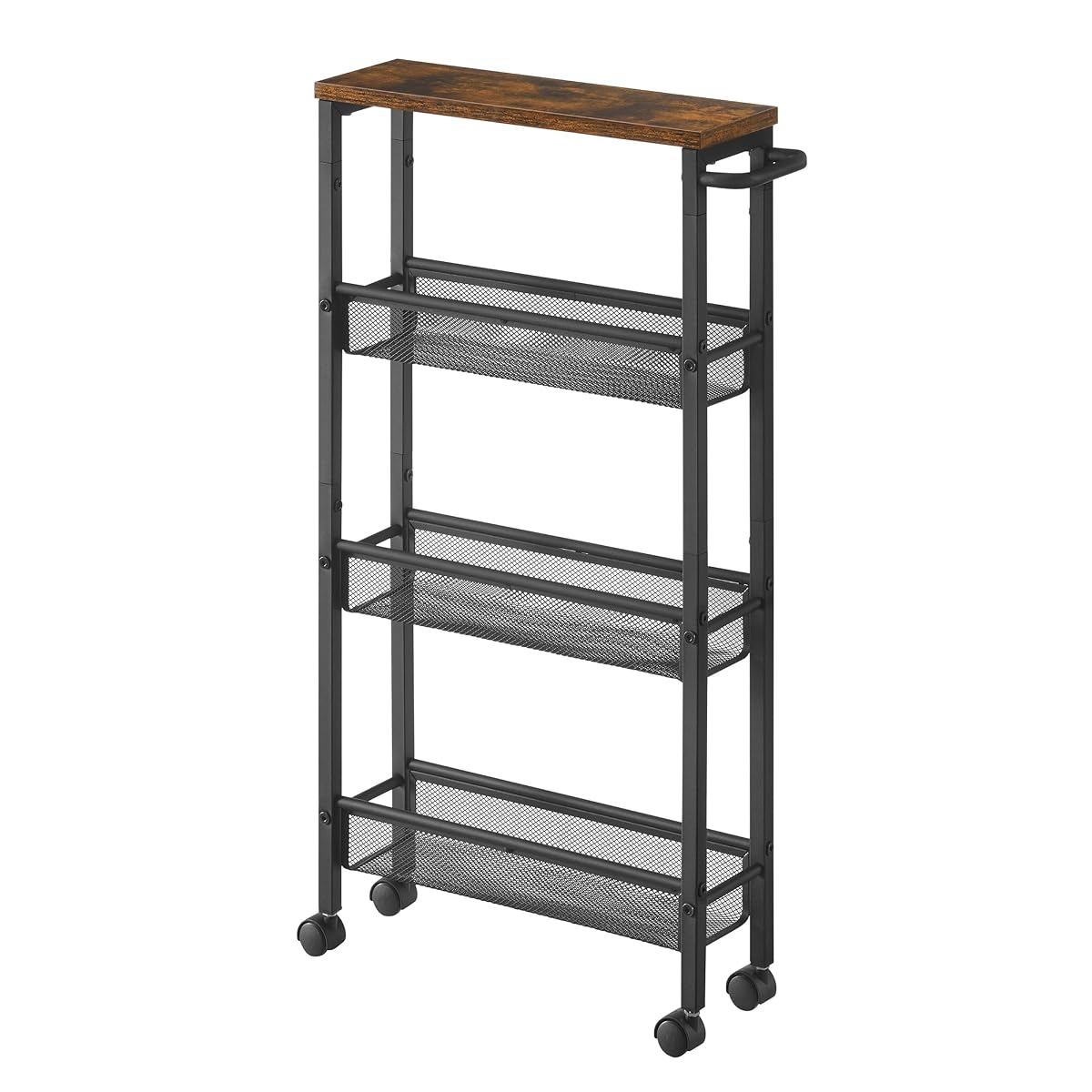 4-Tier Slim Rolling Storage cart with Wheels, 5.1 Inches, Metal