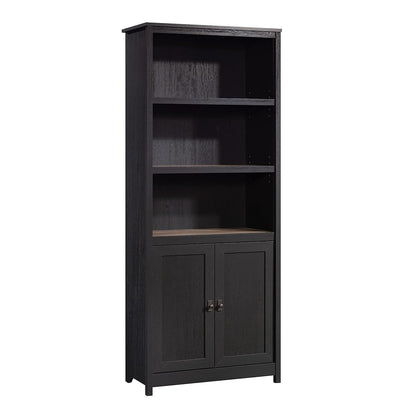 Cottage Road Book Shelf, Bookshelf with Storage, Library Bookcase with Doors and Adjustable Shelves, in Raven Oak Finish