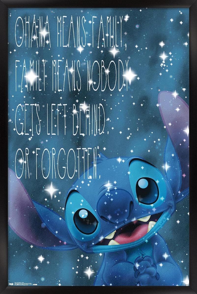Disney Lilo and Stitch - Ohana Wall Poster, 22.375" x 34", Black Framed Version