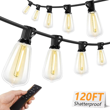 120FT LED Outdoor String Lights with Remote