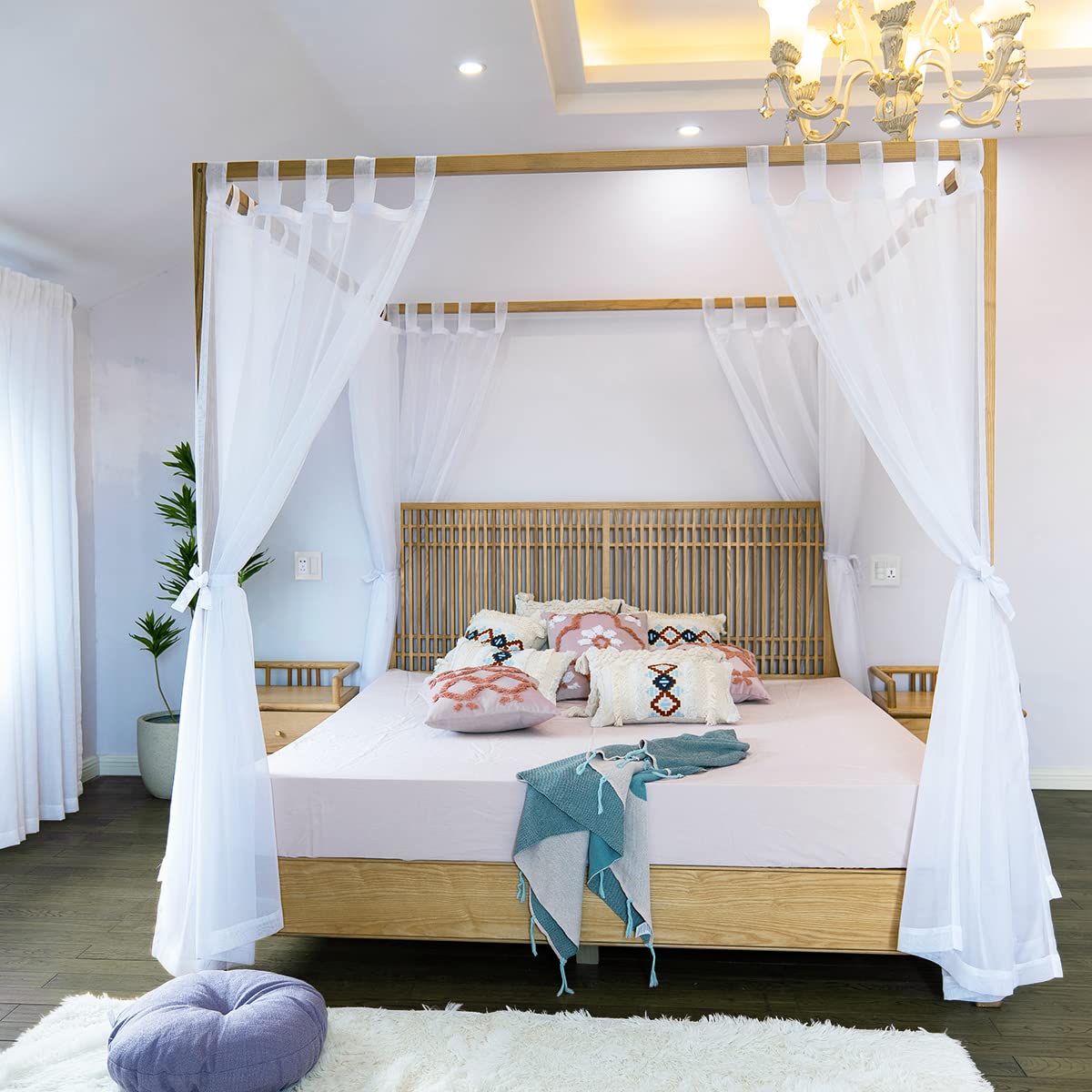 Sheer Canopy Bed Curtains for King, Queen, Full and Twin Bed
