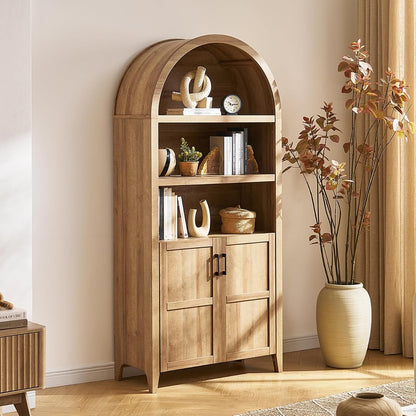 Lauren 77.4" Bookcase, Storage Cabinet, Pantry (Oak)