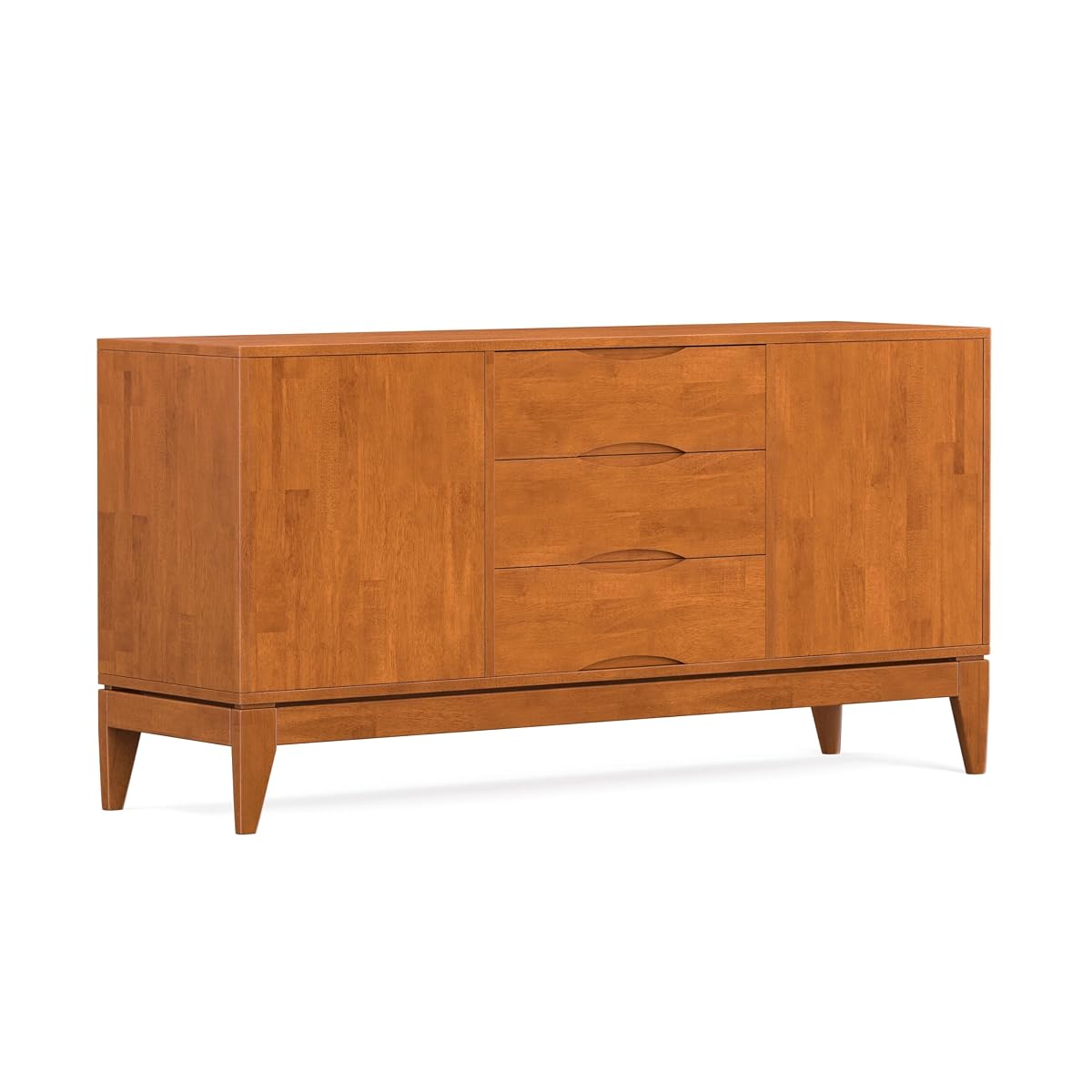 Harper 60" Wide Solid Wood 2-Door Buffet in Teak Brown